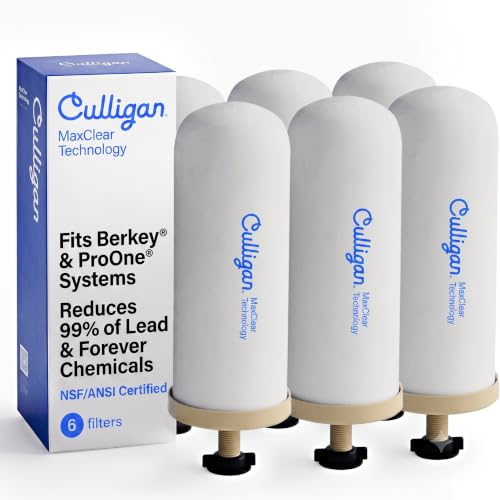 MaxClear 7” Gravity Water Filter Replacement Compatible with ProOne & Berkey Water Filter Systems (6 Count)