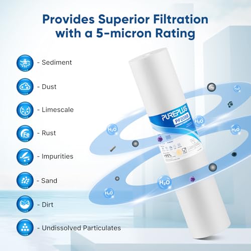 5 Micron 20" x 4.5" Whole House Sediment Home Water Filter Replacement Cartridge (2 Count)