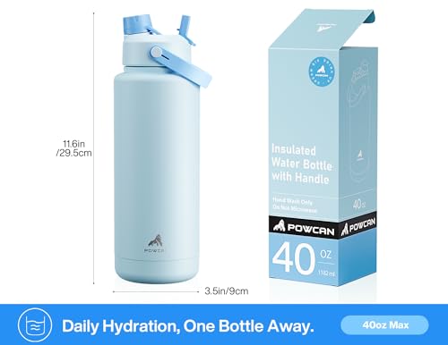 40 oz Insulated Water Bottle with 2