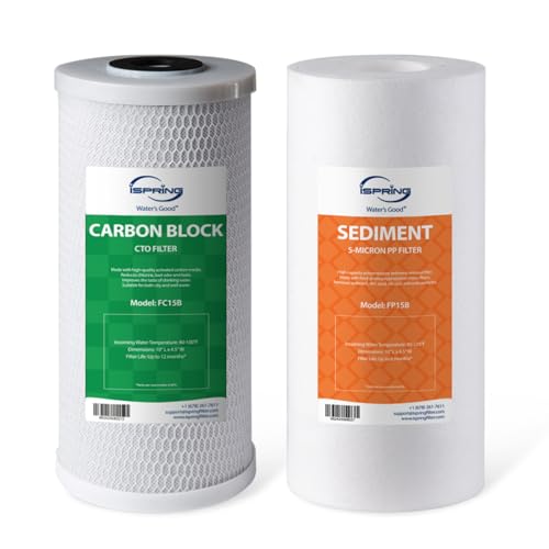 F2WGB21B Whole House 4.5"x10" Water Filtration High Capacity Sediment and CTO Carbon Block Water Filter Replacement Cartridge Pack Set