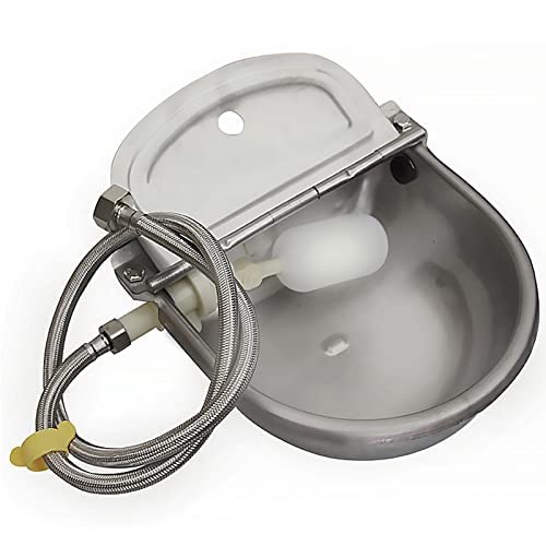 304 Stainless Steel Automatic Livestock Waterer with Float Valve and 39 inch Water Hose