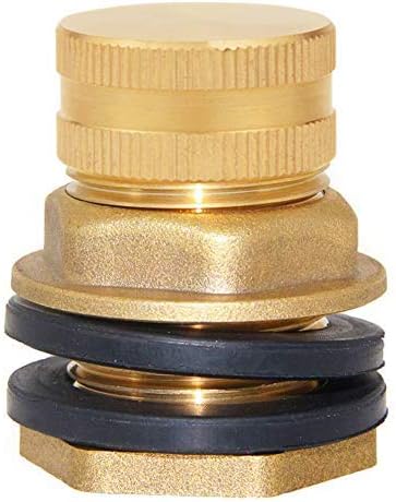 Joywayus 2 Pack Brass Male Garden Hose Bulkhead Fitting with Plugs,1/2" Female 3/4" GHT Male Water Tank Connector Threaded and 3/4" GHT Female Outer Hex Head End Pipe Caps Drain/Flush Port Kit - AquaVibe