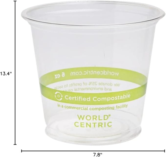 World Centric's 100% Biodegradable, 100% Compostable PLA 6oz Cold Cup (Package of 400)