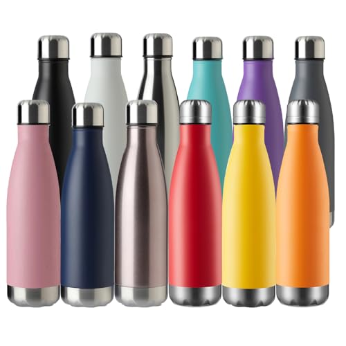 17oz Sport Water Bottle Vacuum Insulated Stainless Steel Sport Water Bottle Leak (12 Count)