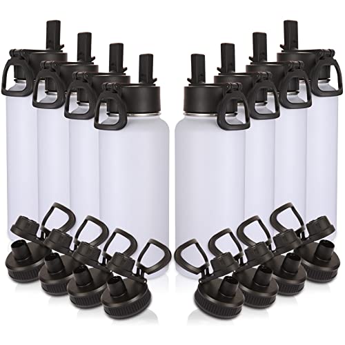 32oz Insulated Water Bottles Bulk 8 Pack with Straw Lid & Spout Lid (8 Count)