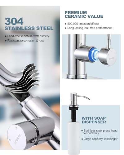 Chrome Kitchen Faucet with Soap Dispenser