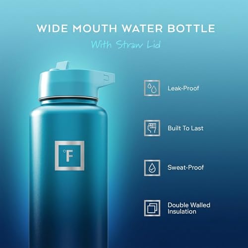 40 oz Wide Mouth Water Bottle with Straw