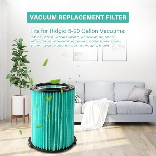 VF6000 5 Layer Replacement Filters for Ridgid Shop Vac Wet Dry Vacs (6 Count)