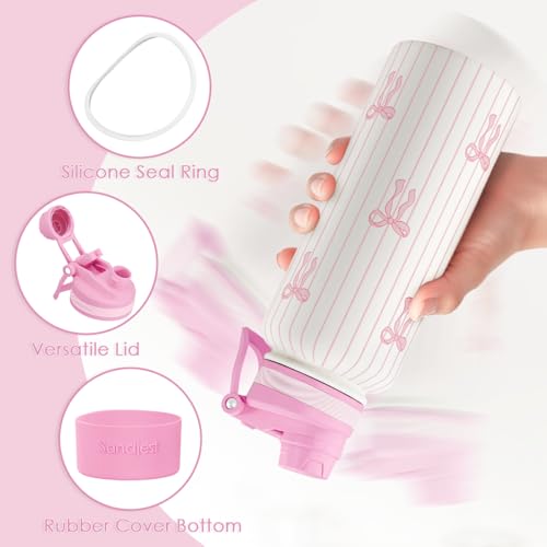 Bow Stainless Steel Water Bottle with Strap 32oz