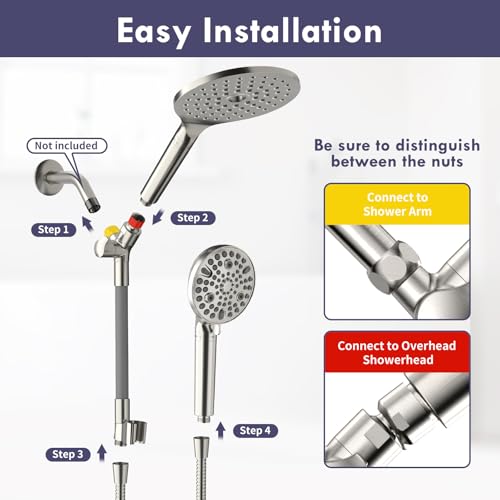 Brushed Nickel Filtered Dual Shower Head with Handheld Spray Combo