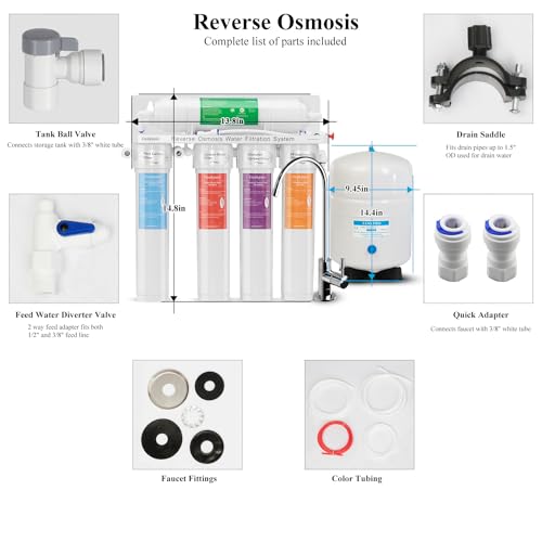 5 Stage Reverse Osmosis Drinking Water Filtration System w