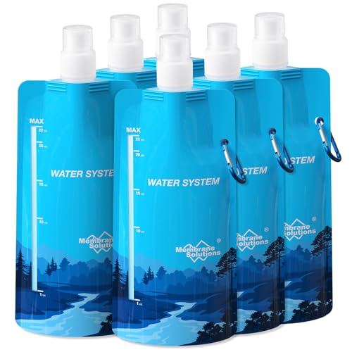 Collapsible Water Bottle 23oz with Carabiner (6 Count)