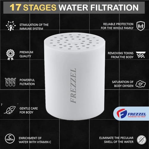 4-Pack 17-Stage Shower Filter Replacement Cartridges, Universal Fit for Most Shower Head filters, Hard Water Filter for Shower with Vitamin C Blocks Toxins (4 Count)