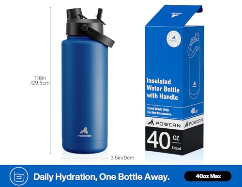 40 oz Insulated Water Bottle with 2