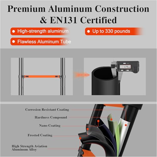 Telescoping Ladder A Frame 16.5Ft with Stabilizer Bar