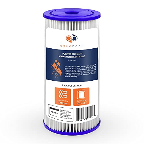 1 Micron Pleated Water Filter 10 x 4.5 for Whole House Sediment Water Filter Replacement Compatible with Well Filters FXHSC (20 Count)
