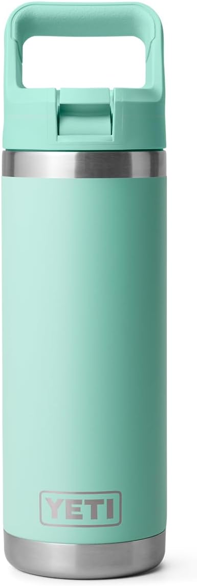 YETI Rambler 18 oz Bottle, Vacuum Insulated, Stainless Steel with Straw Cap, Seafoam