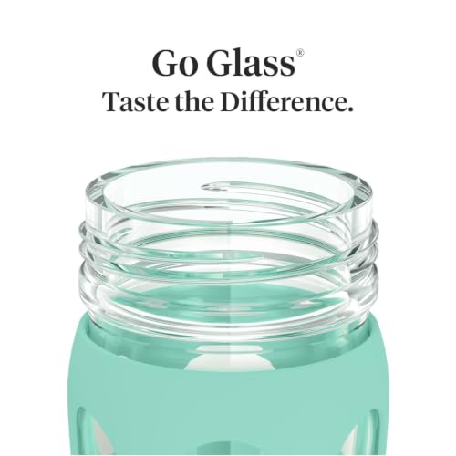 16-Ounce BPA-Free Glass Water Bottle with Classic Cap and Protective Silicone Sleeve, Sea Green