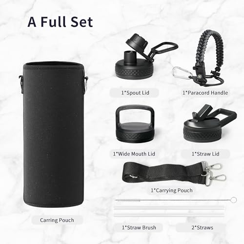 Water Bottle Insulated 40 oz with 3 Lids
