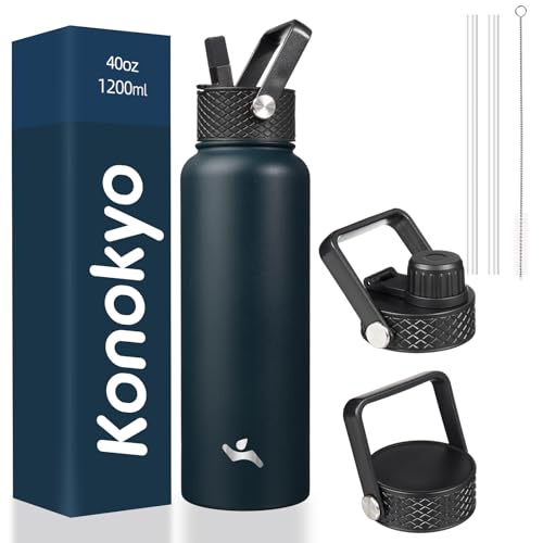 40 oz Insulated Stainless Steel Water Bottle with Straw Lid