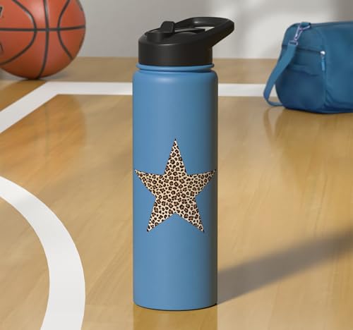 Star Shape Cute Cheetah Leopard Print Graphic Stainless Steel Insulated Water Bottle