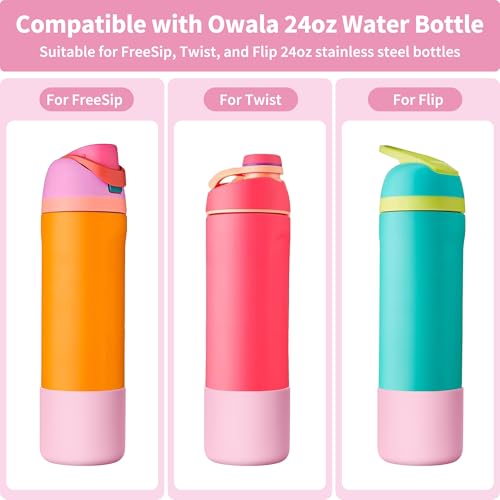 Pink Silicone Protector Boot for Owala 24 oz FreeSip & Flip Water Bottle