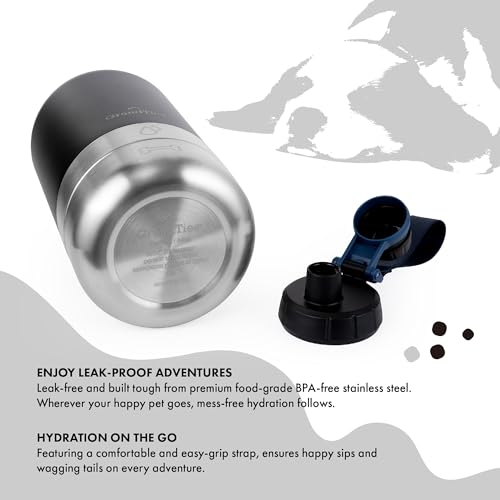 Insulated Portable Water Bottle with 2 Detachable Dog Bowl Dispenser