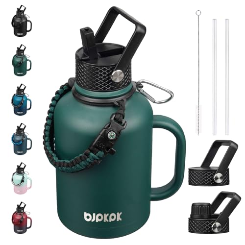 50oz Insulated Water Bottle with Straw Lid Stainless Steel Water Jug