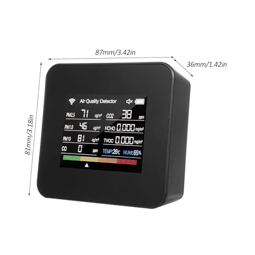 14 in 1 Indoor Air Quality Monitor Air Quality Detector CO₂ CO TVOC HCHO Temperature Humidity PM2.5 PM1.0 PM10 Desktop Air Quality Tester with Time