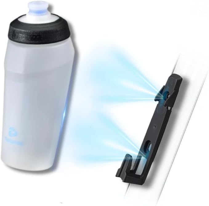 Rotates Cycling Magnetic Water Bottle with Bike Mount, 18oz 550ml, Leak-Proof, Washable Removable Push-Pull Cap, Cage-Free, Silicone Valve Strong Flow, Perfect for Outdoors, Cycling, MTB & Sports