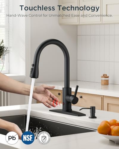 Black Touchless Kitchen Faucet with Soap Dispenser
