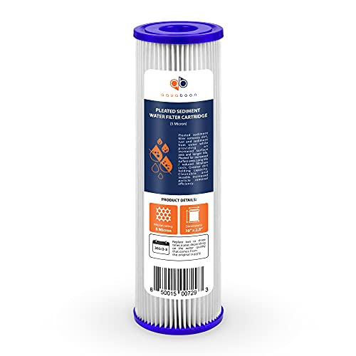 Pleated Sediment 5 Micron Whole House Water Filter 10 x 2.5 4 (4 Count)