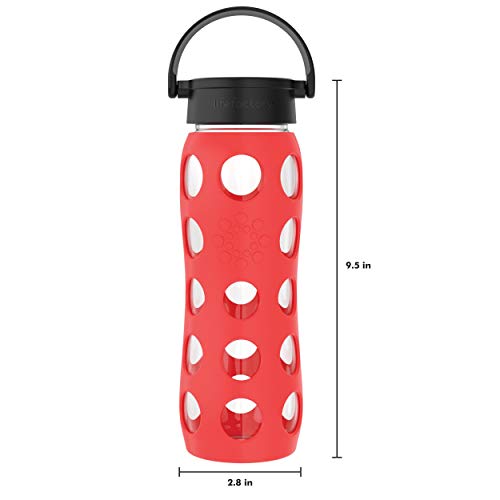 22-Ounce BPA-Free Glass Water Bottle with Classic Cap and Protective Silicone Sleeve, Poppy