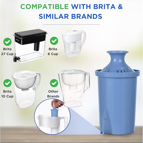 Long Lasting Water Filters Compatible Brita Filter Replacement Reduces Lead (2 Count)