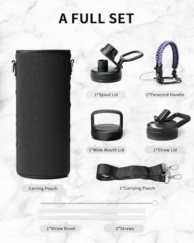Water Bottle Insulated 40 oz with 3 Lids