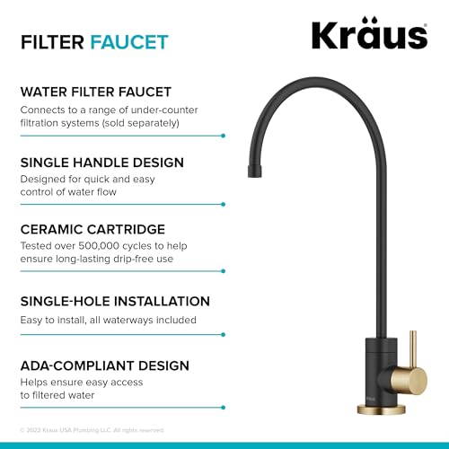 Purita™ Single Handle Drinking Water Filter Faucet for Reverse Osmosis or Water Filtration System in Brushed Brass