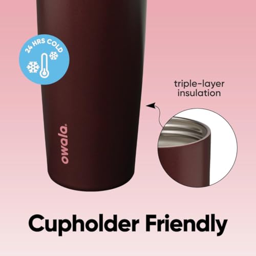 FreeSip Sway Stainless Steel Water Bottle 30 oz Black Cherry