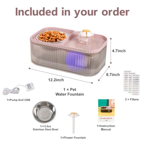 Cat Water Fountain and Stainless Steel Food Bowl (900 Gram)