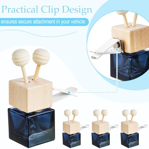 100 Pcs Car Diffuser Bottles Empty Bulk Vent Clip Car Air Freshener Diffuser for Essential Oil Perfume Glass Bottle with Wooden Caps Stick Fragrance Ornament (27.05 Ounce)