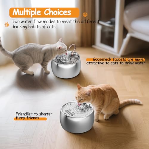 2.5L 84oz Gooseneck Cat Water Fountain Stainless Steel Ultra