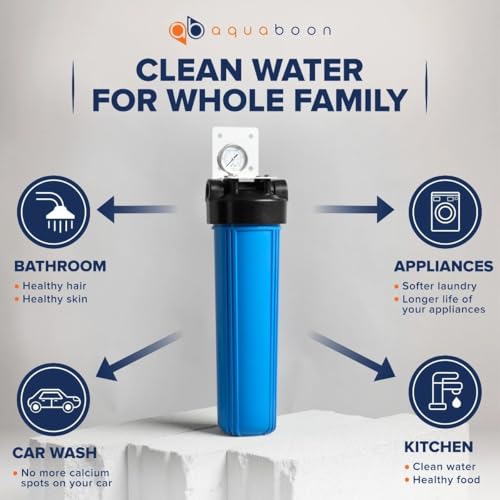 Whole House Water Filter System for Well Water with 5 Micron 20x4.5 Ganular Activated Carbon