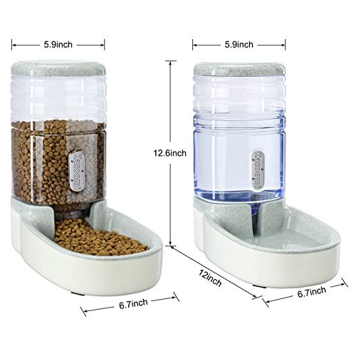 Automatic Dog Cat Feeder and Water Dispenser Gravity Food Feeder and Waterer Set with Pet Food Bowl for Small Medium Dog Puppy Kitten