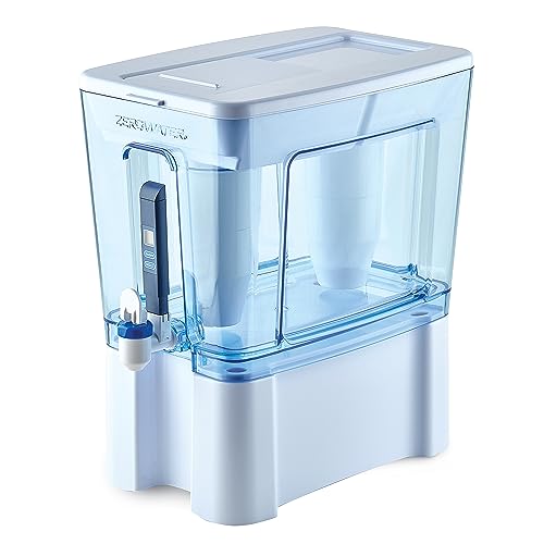 52-Cup Ready-Read 5-Stage Water Filter Pitcher Dispenser with Five Stage 0 TDS Zero Water Filter – IAPMO Certified to Reduce Metals, Chlorine, Lead, Chromium, and Forever Chemicals PFOA/PFOS