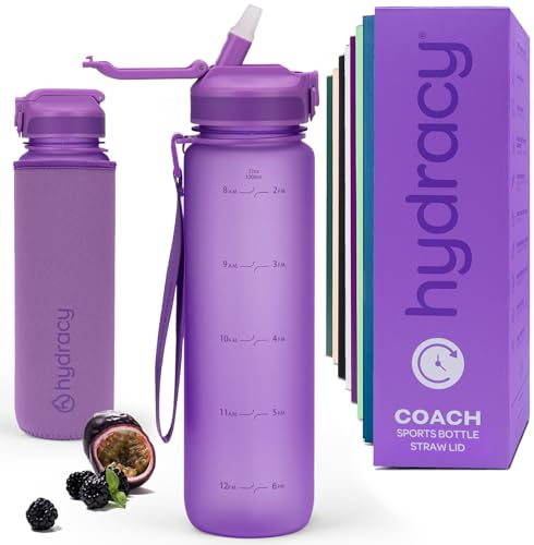 Motivational Water Bottle with Time Marker and Straw Lid 32 oz