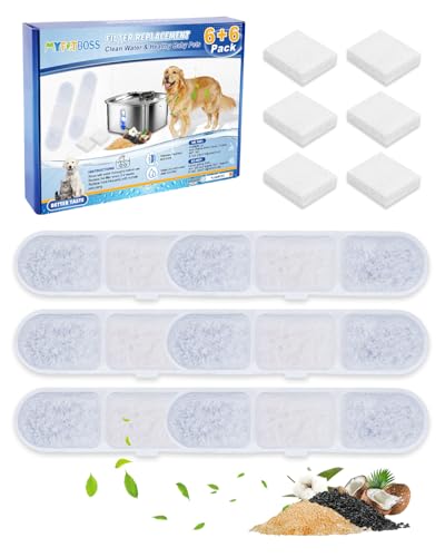6+6 Pet Water Fountain Filters Compatible with MAILOFY WF530 9L (12 Count)