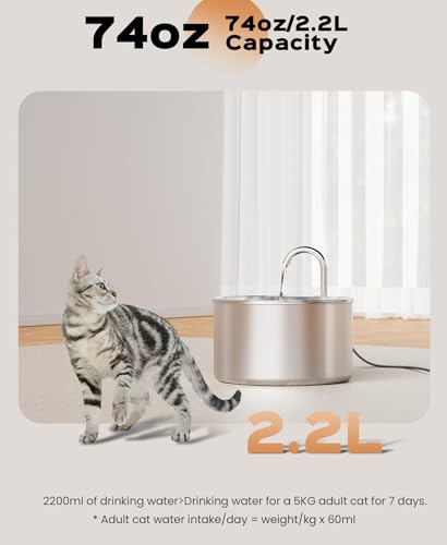 Cat Water Fountain Stainless Steel + 6 Filters + 3 Sponges