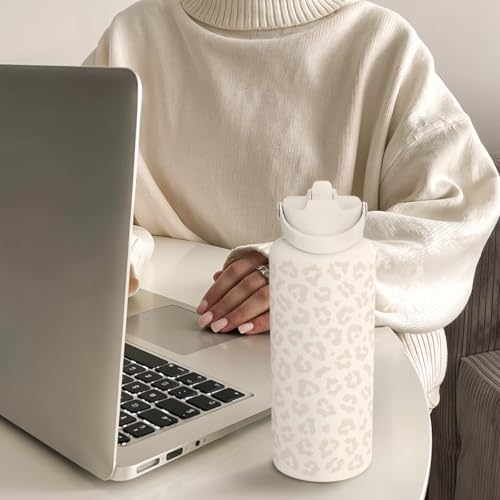 Leopard Water Bottle 32oz Stainless Steel Vacuum Insulated with Lid