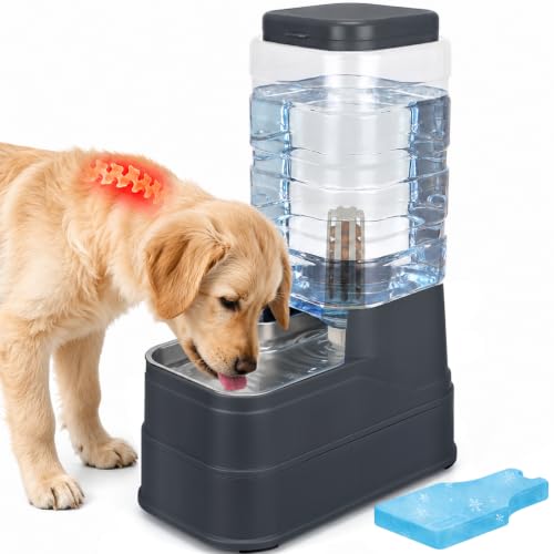 2.2 Gallon Pet Automatic Dog Water Dispenser Cat Gravity Waterer Feeder with Stainless Steel Bowl 8L Large Capacity Puppy Feeding Raised Bowls with Filter