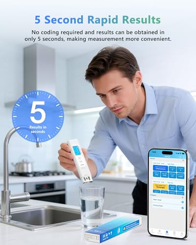 6-in-1 Smart Water Tester for Drinking Water with APP Monitoring, Digital Water Testing Kit for TDS Meter, EC, Temp, TOC, COD, UV275, Professional Water Tester for Home, Well, Tap & Outdoor