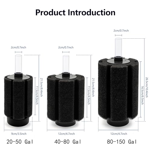 4pcs Upgrade Large Aquarium Sponge Filter with Air Stone (4 Count)